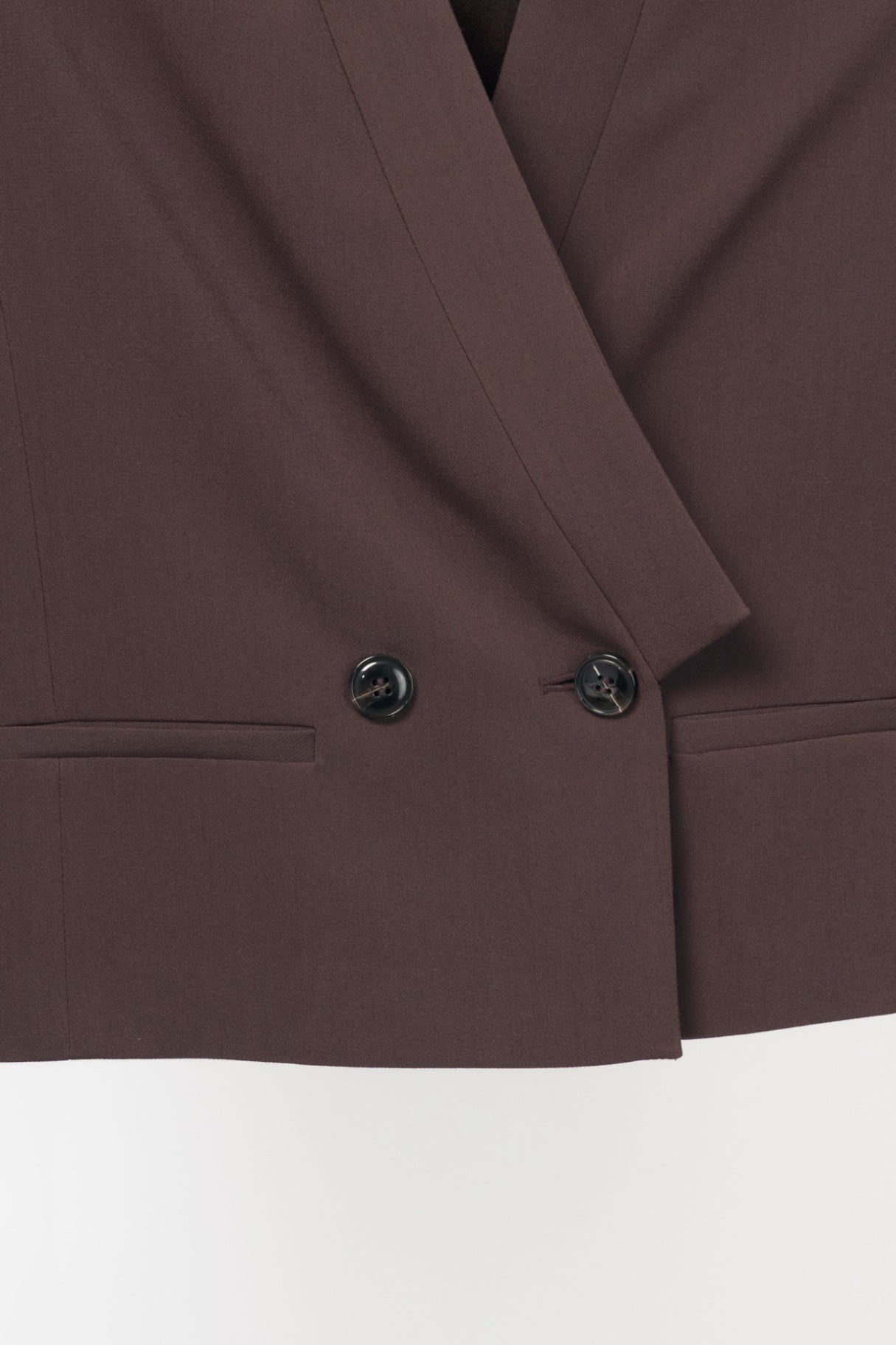 Twinset "Black Chocolate" Crepe Double-Breasted Cropped Blazer