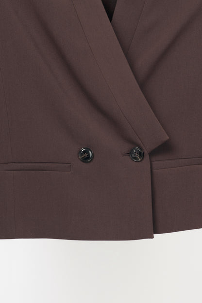 Twinset "Black Chocolate" Crepe Double-Breasted Cropped Blazer