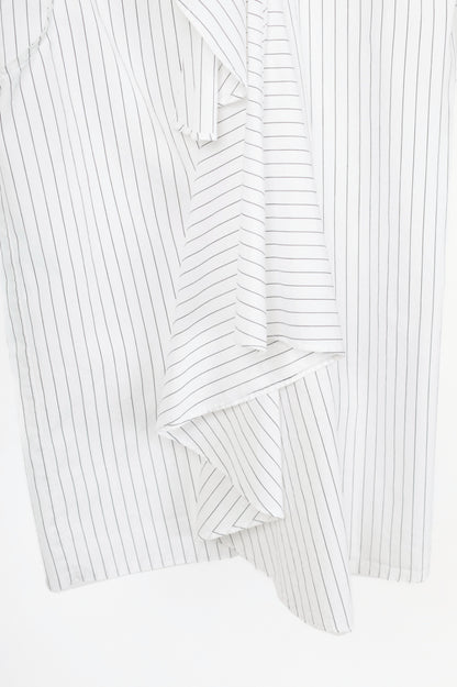 MM6 White Pinstripe Cotton-Poplin Asymmetrical Wrap Sleeveless Shirt