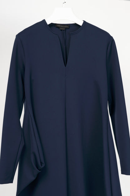 Marie Saint Pierre Ashes Navy Fine Scuba Asymmetrical Mini Dress