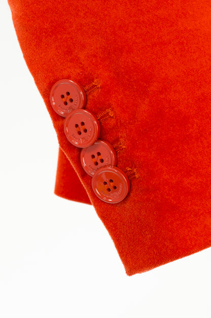 Luisa Cerano Orange Cotton-Velvet Buttoned Blazer