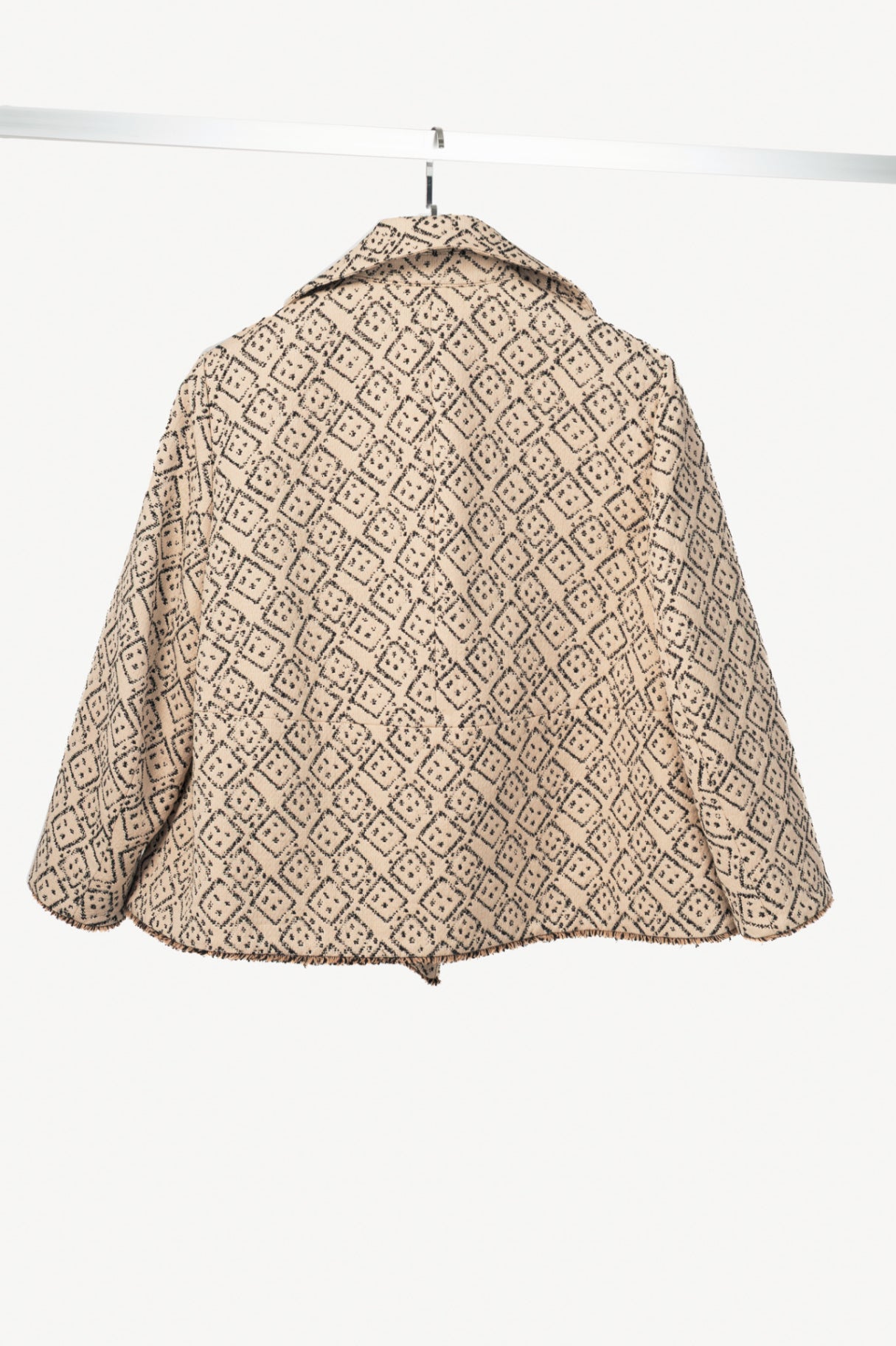 Luisa Cerano Natural Beige Domino-Jacquard Cotton-Blend Jacket