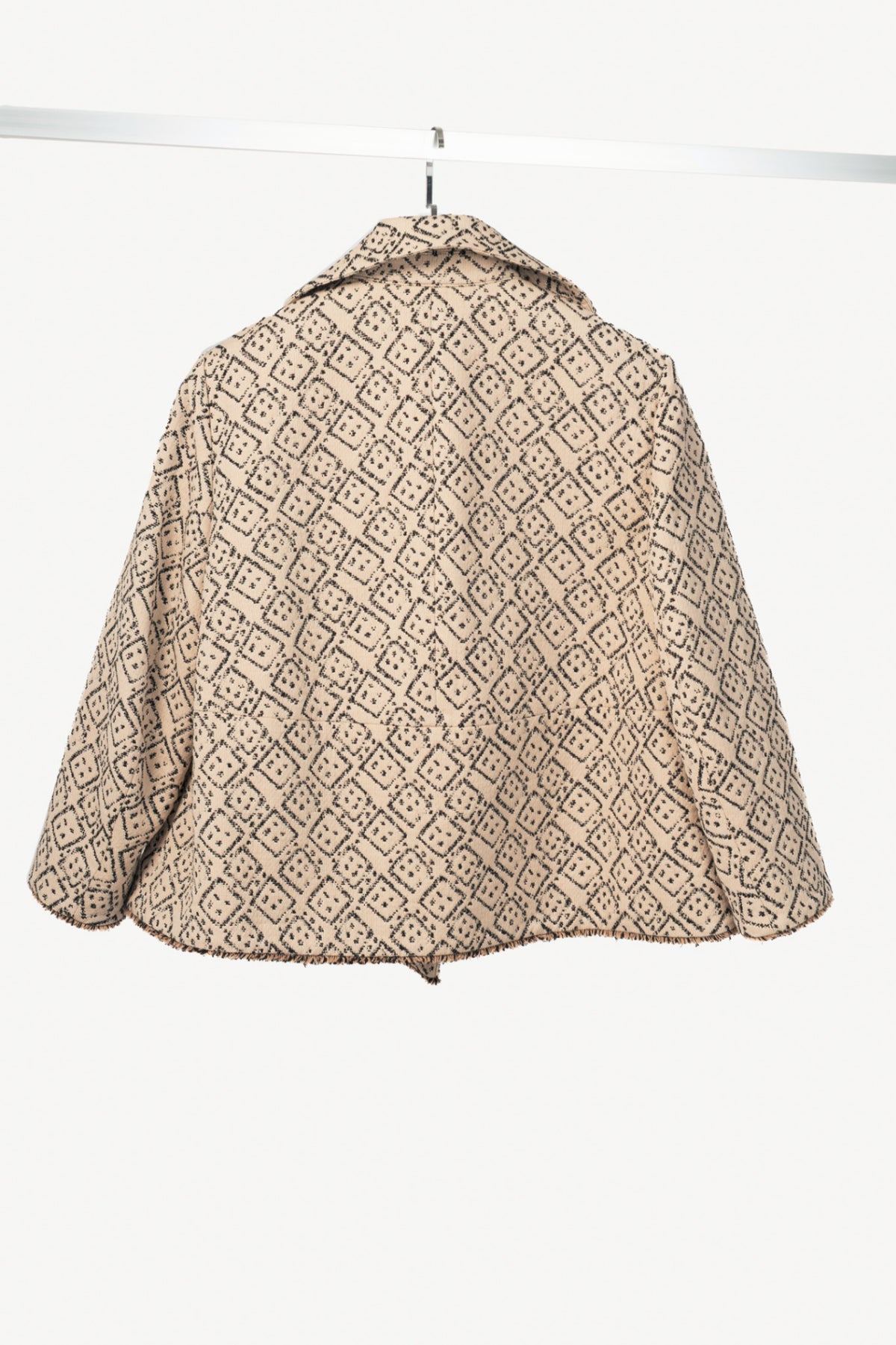 Luisa Cerano Natural Beige Domino-Jacquard Cotton-Blend Jacket