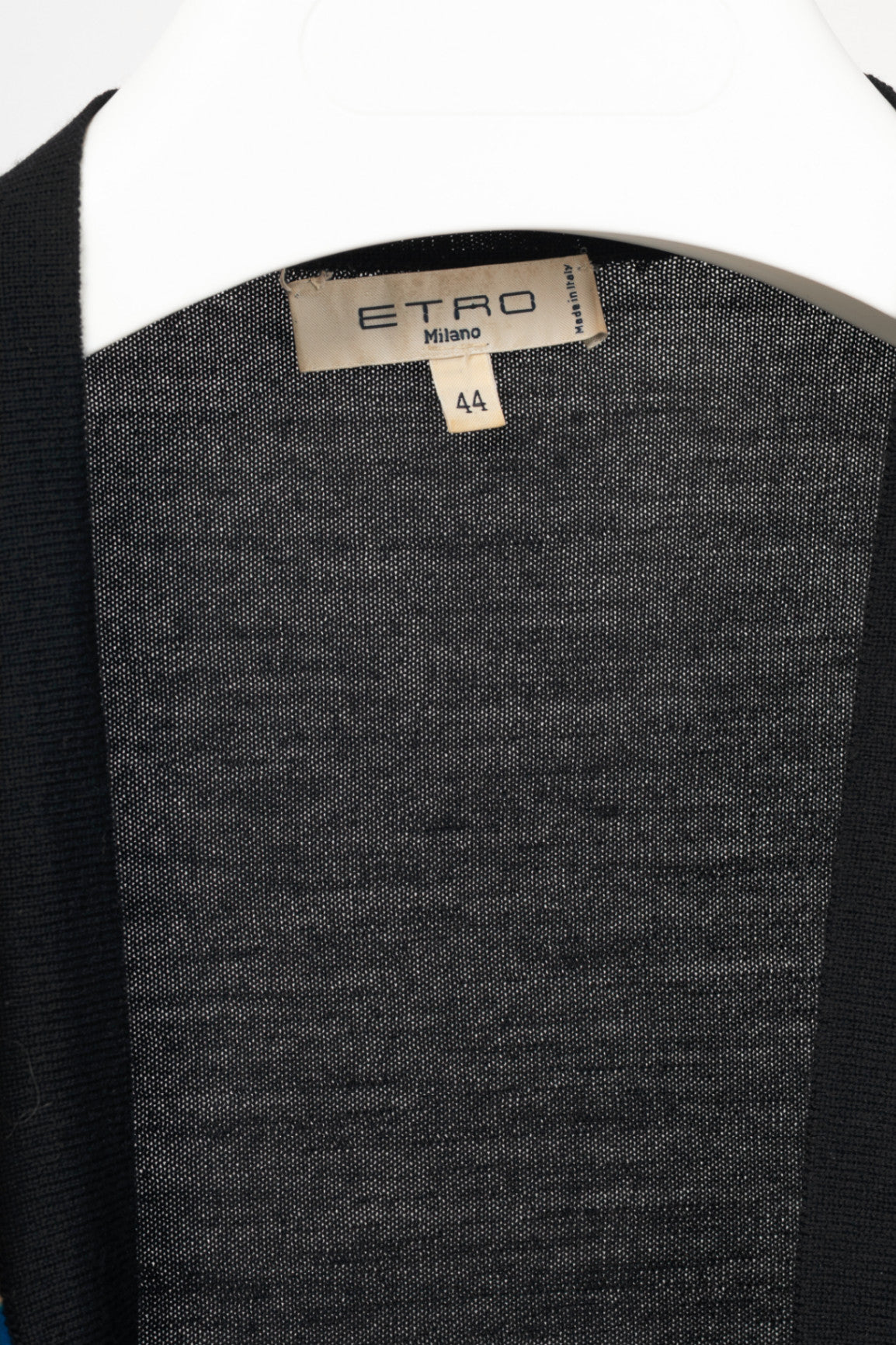 Etro Black Wool Paisley-Front Open-Front Waterfall Cardigan