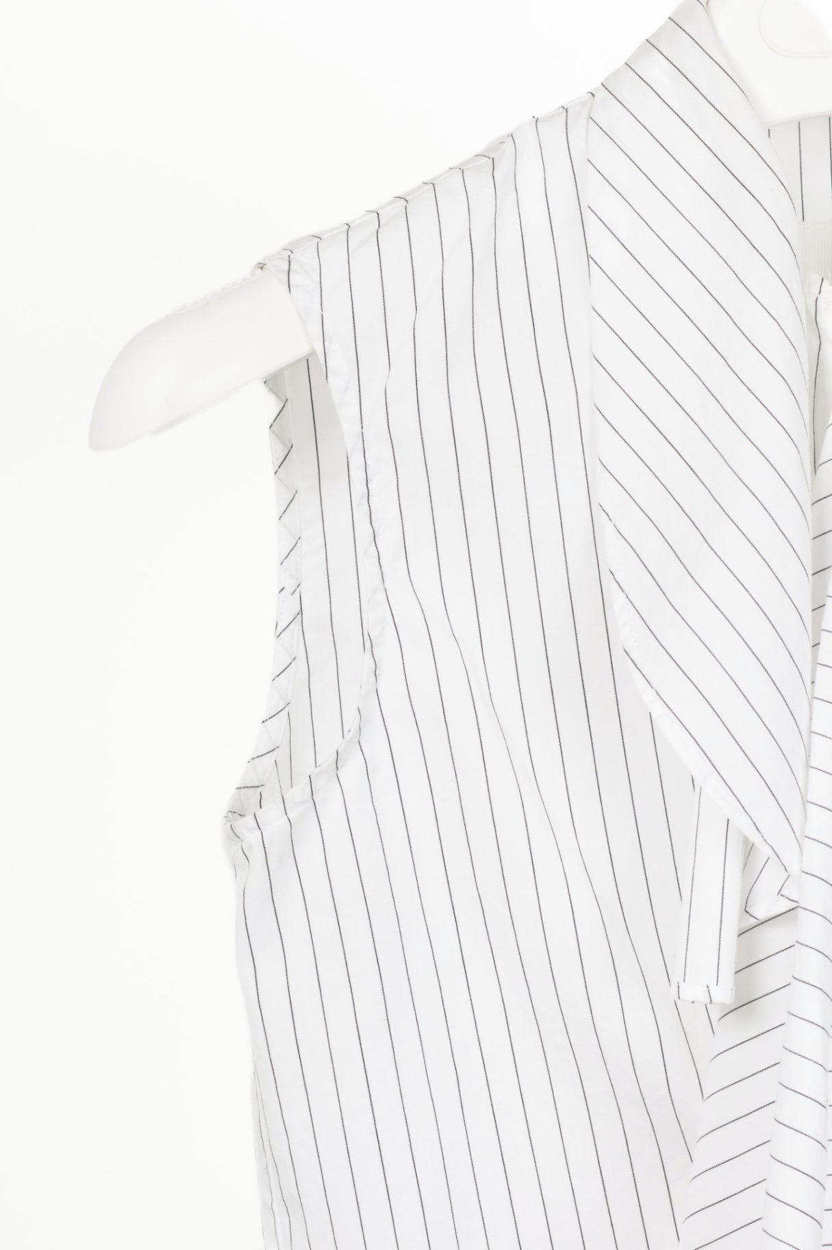 MM6 White Pinstripe Cotton-Poplin Asymmetrical Wrap Sleeveless Shirt