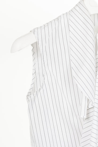 MM6 White Pinstripe Cotton-Poplin Asymmetrical Wrap Sleeveless Shirt