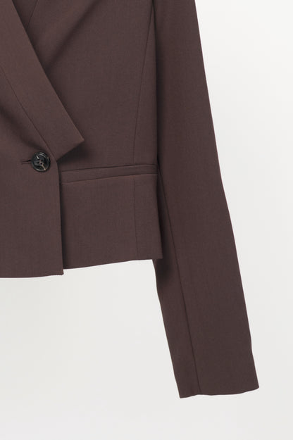 Twinset "Black Chocolate" Crepe Double-Breasted Cropped Blazer
