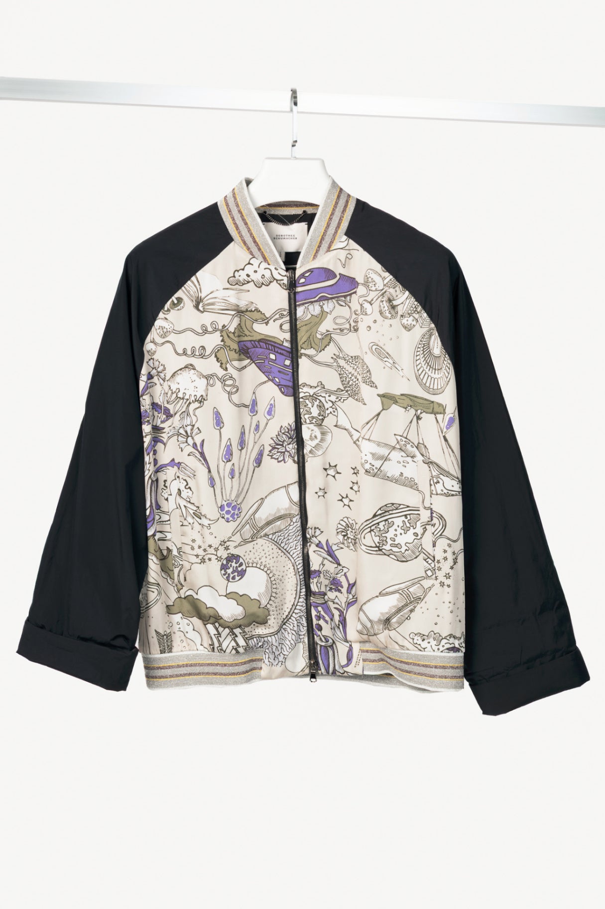 Dorothee Schumacher SS17 Grey & Black Printed Silk-Blend Bomber