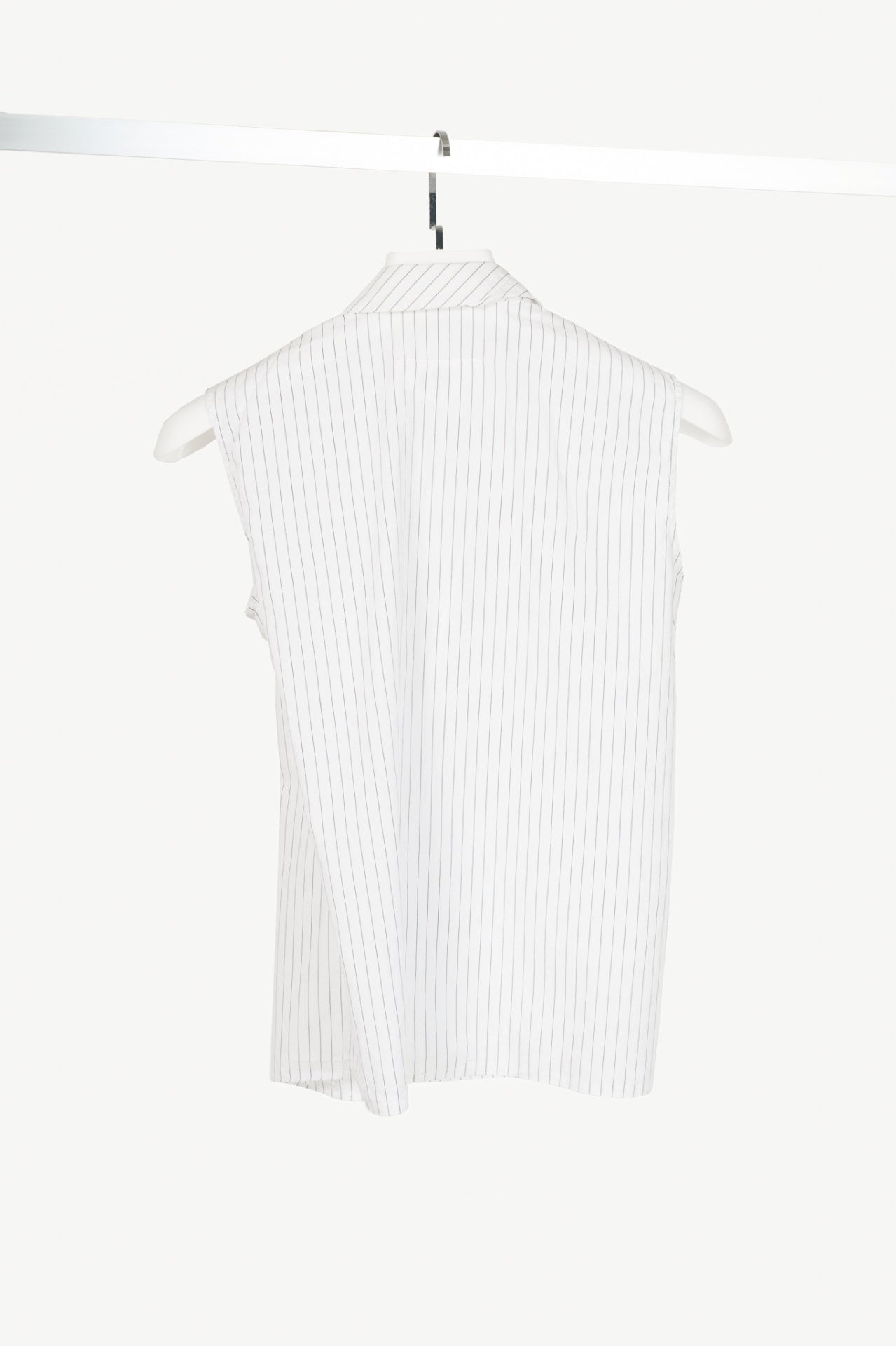 MM6 White Pinstripe Cotton-Poplin Asymmetrical Wrap Sleeveless Shirt