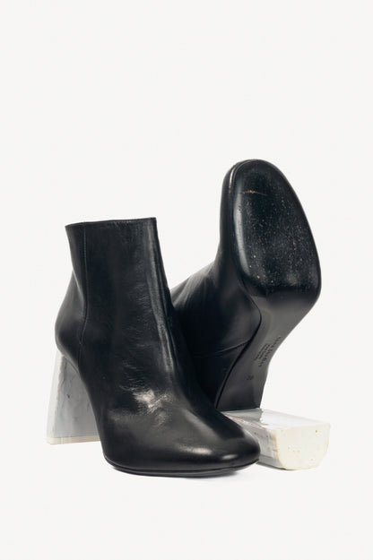 Acne Studios Claudine Black & Off-White Enamel-Heel Boots