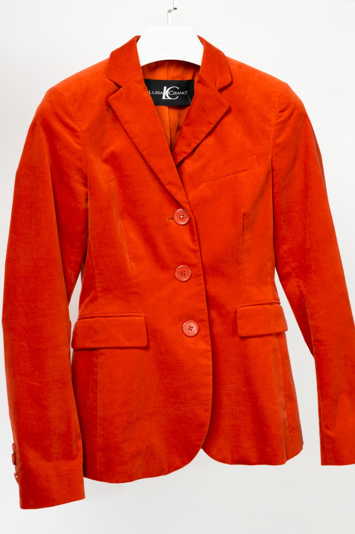 Luisa Cerano Orange Cotton-Velvet Buttoned Blazer