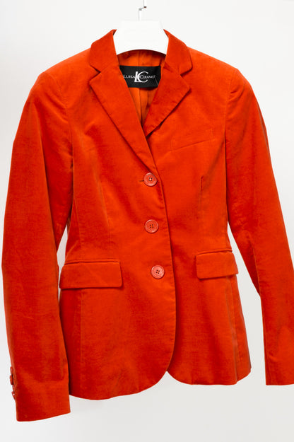 Luisa Cerano Orange Cotton-Velvet Buttoned Blazer