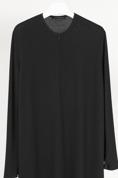 Marie Saint Pierre Black Jersey Zip-Front Mesh-Hem Tunic