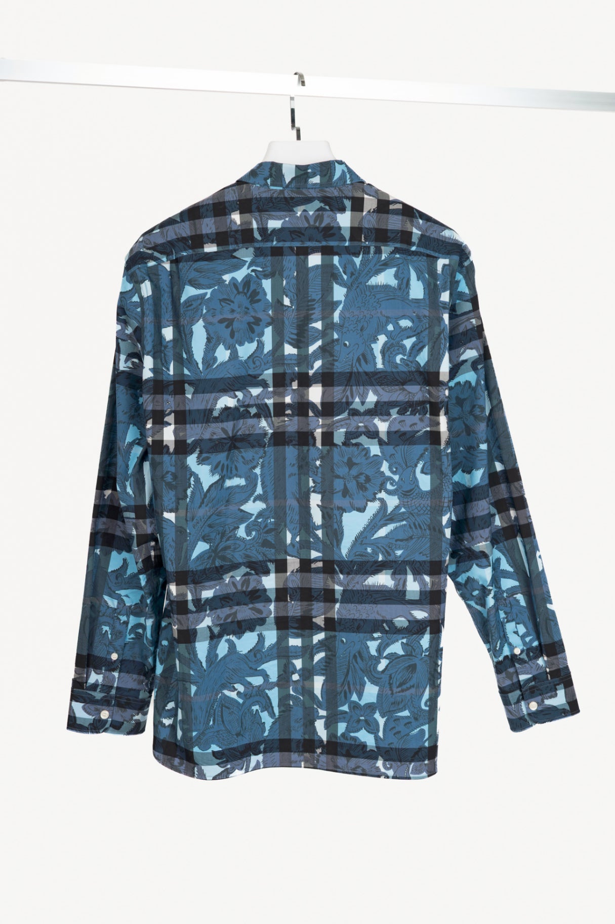 Burberry AW17 Beasts Blue Plaid Cotton-Poplin Buttoned Shirt