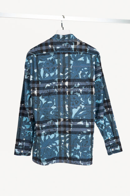 Burberry AW17 Beasts Blue Plaid Cotton-Poplin Buttoned Shirt