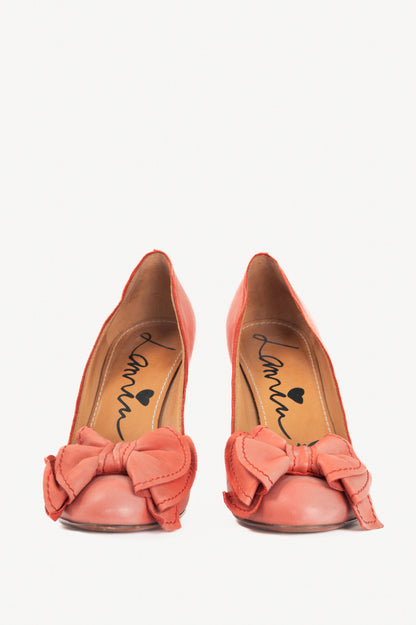 Lanvin SS11 Corail Lambskin Leather Bow Pumps