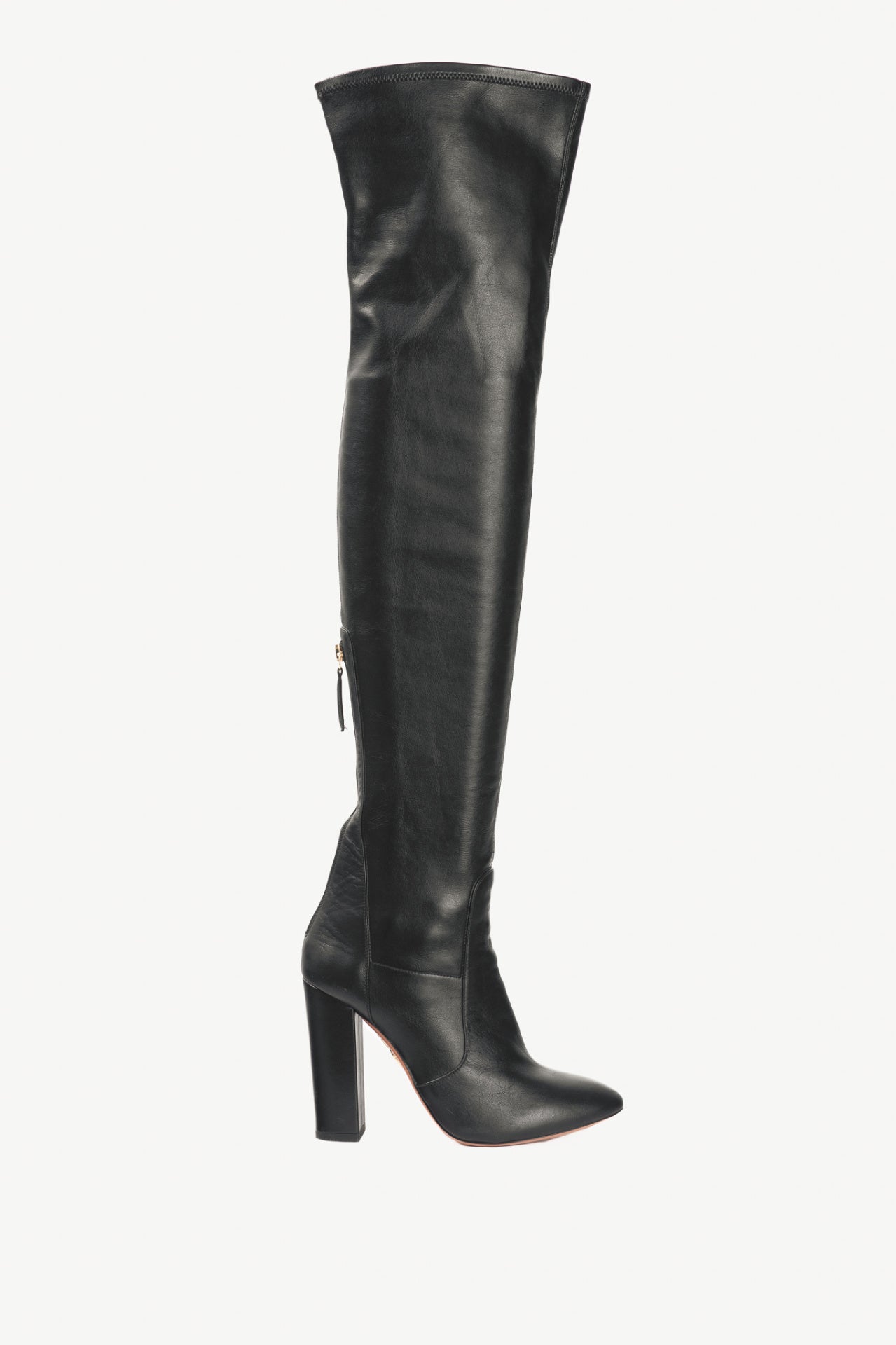 Aquazzura Thigh High 105 Black Stretch Nappa Leather Boots