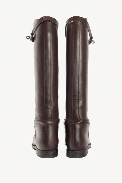 Hermes Jumping Brown Box Calfskin Riding Boots