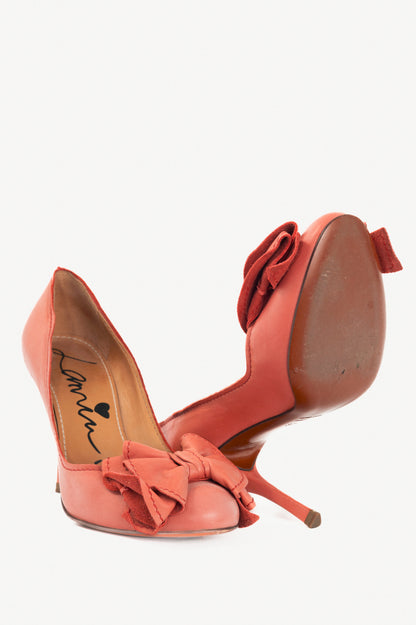 Lanvin SS11 Corail Lambskin Leather Bow Pumps