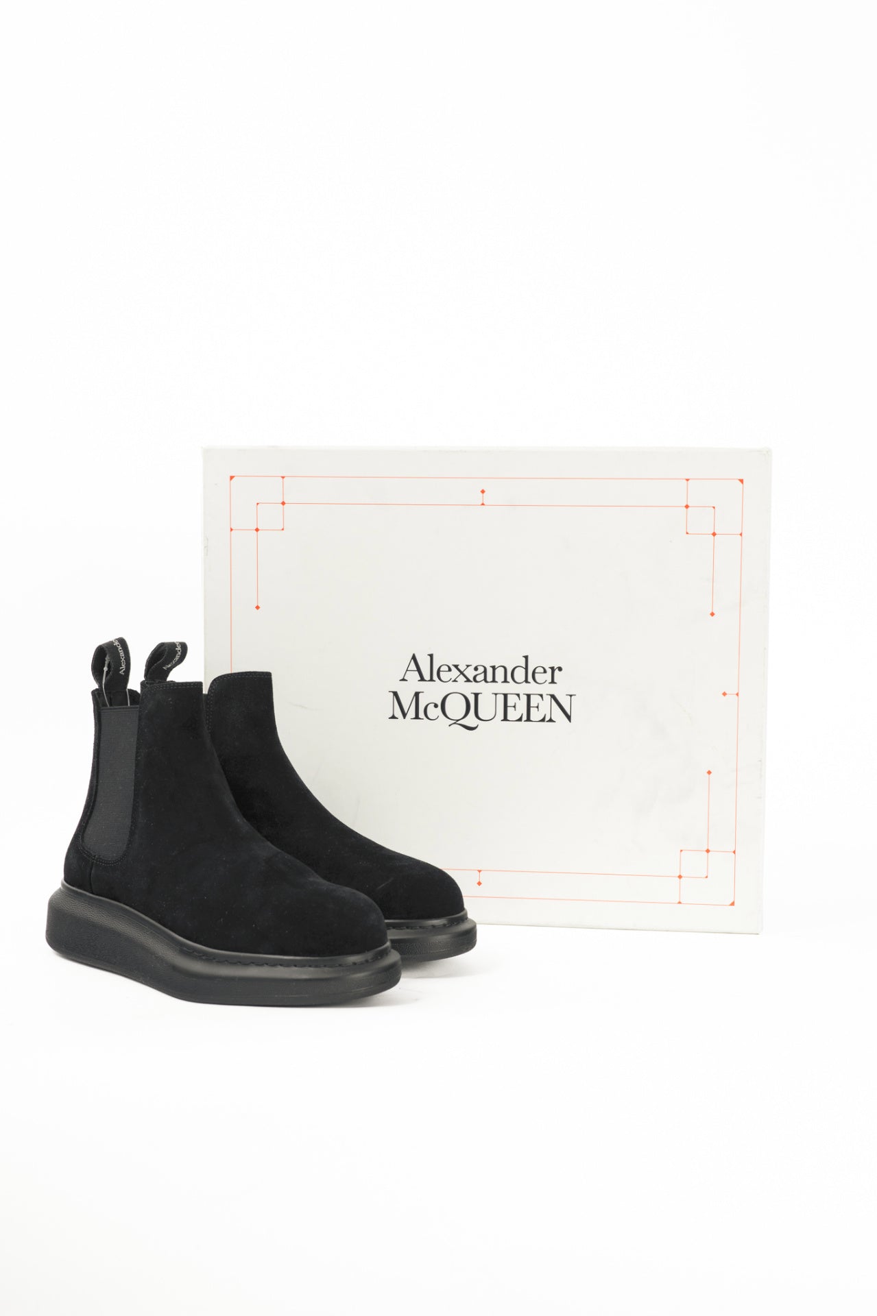 Alexander McQueen Hybrid Black Suede Chelsea Ankle Boots