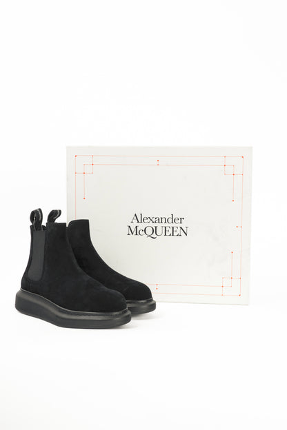 Alexander McQueen Hybrid Black Suede Chelsea Ankle Boots