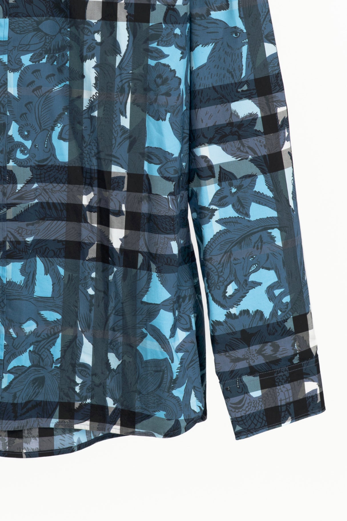 Burberry AW17 Beasts Blue Plaid Cotton-Poplin Buttoned Shirt
