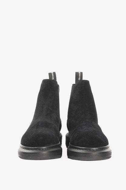 Alexander McQueen Hybrid Black Suede Chelsea Ankle Boots