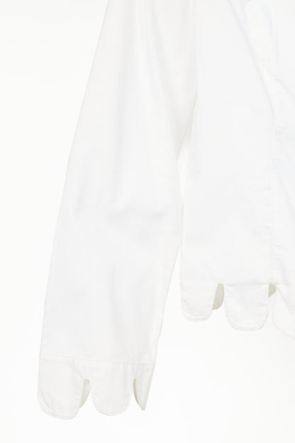 Anne Fontaine Rozene White Cotton-Twill Scalloped Zip Shirt