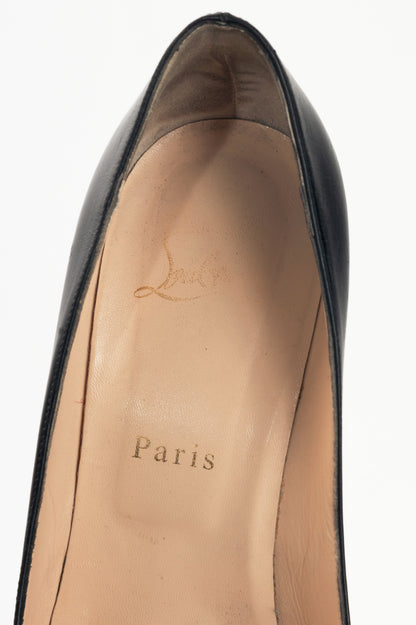 Christian Louboutin Altadama 100 Black Leather Peep-Toe Pumps