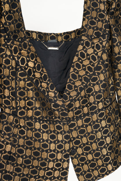 Alexander McQueen SS13 Runway Black & Gold Metallic-Lace Blazer
