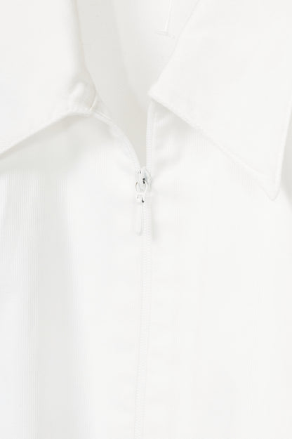 Anne Fontaine Rozene White Cotton-Twill Scalloped Zip Shirt