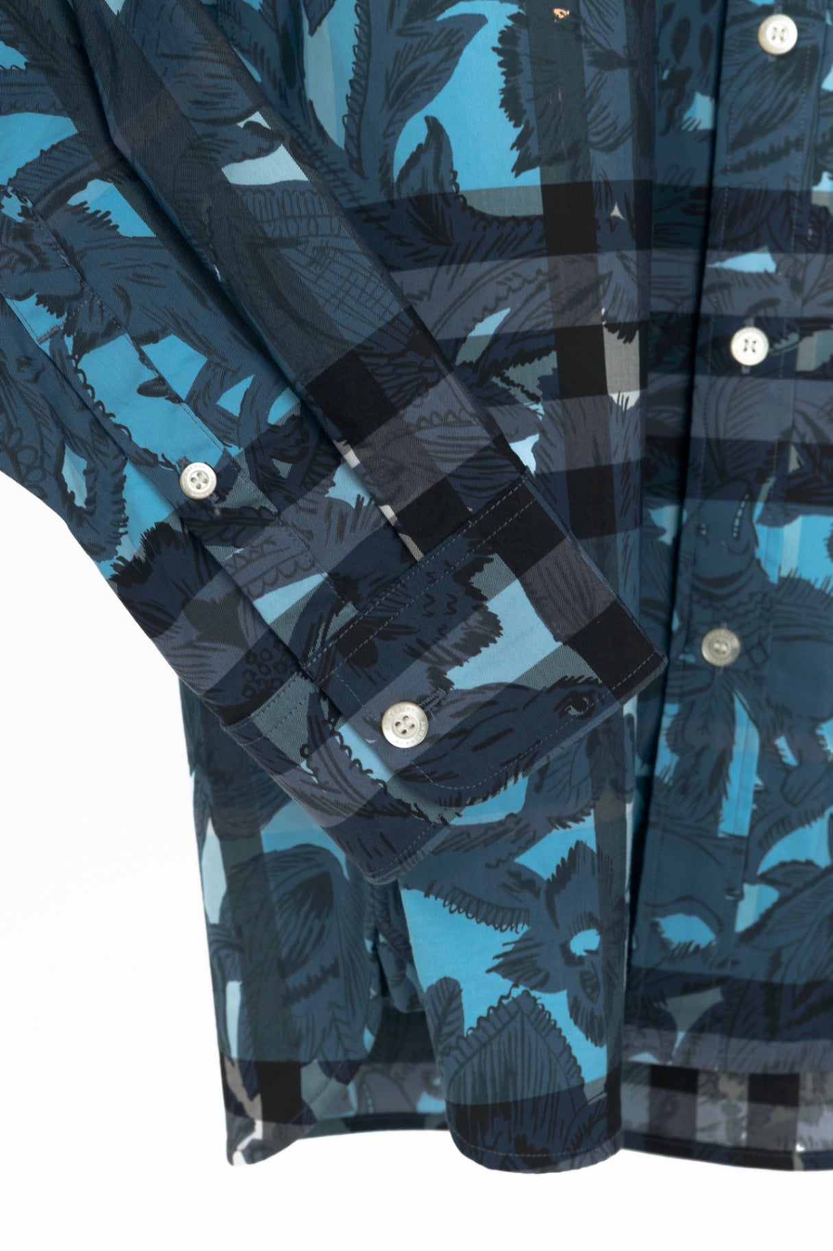 Burberry AW17 Beasts Blue Plaid Cotton-Poplin Buttoned Shirt