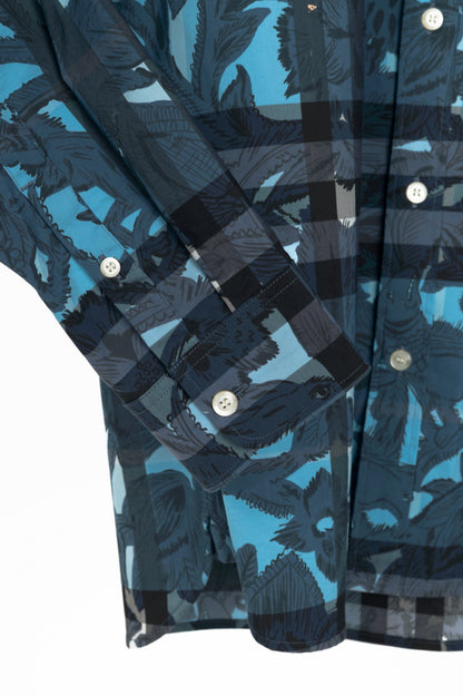 Burberry AW17 Beasts Blue Plaid Cotton-Poplin Buttoned Shirt