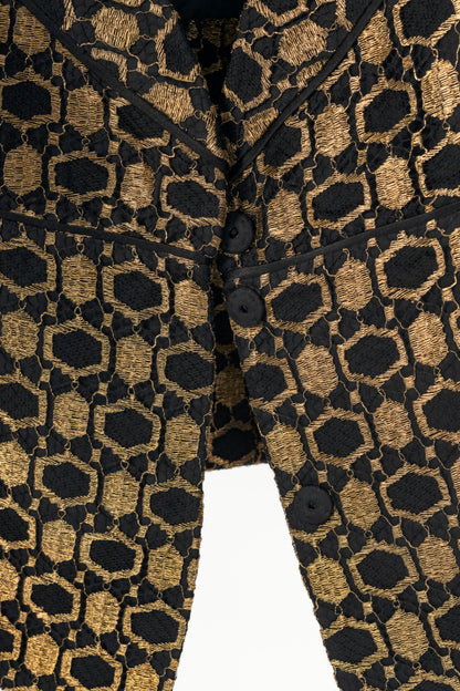 Alexander McQueen SS13 Runway Black & Gold Metallic-Lace Blazer