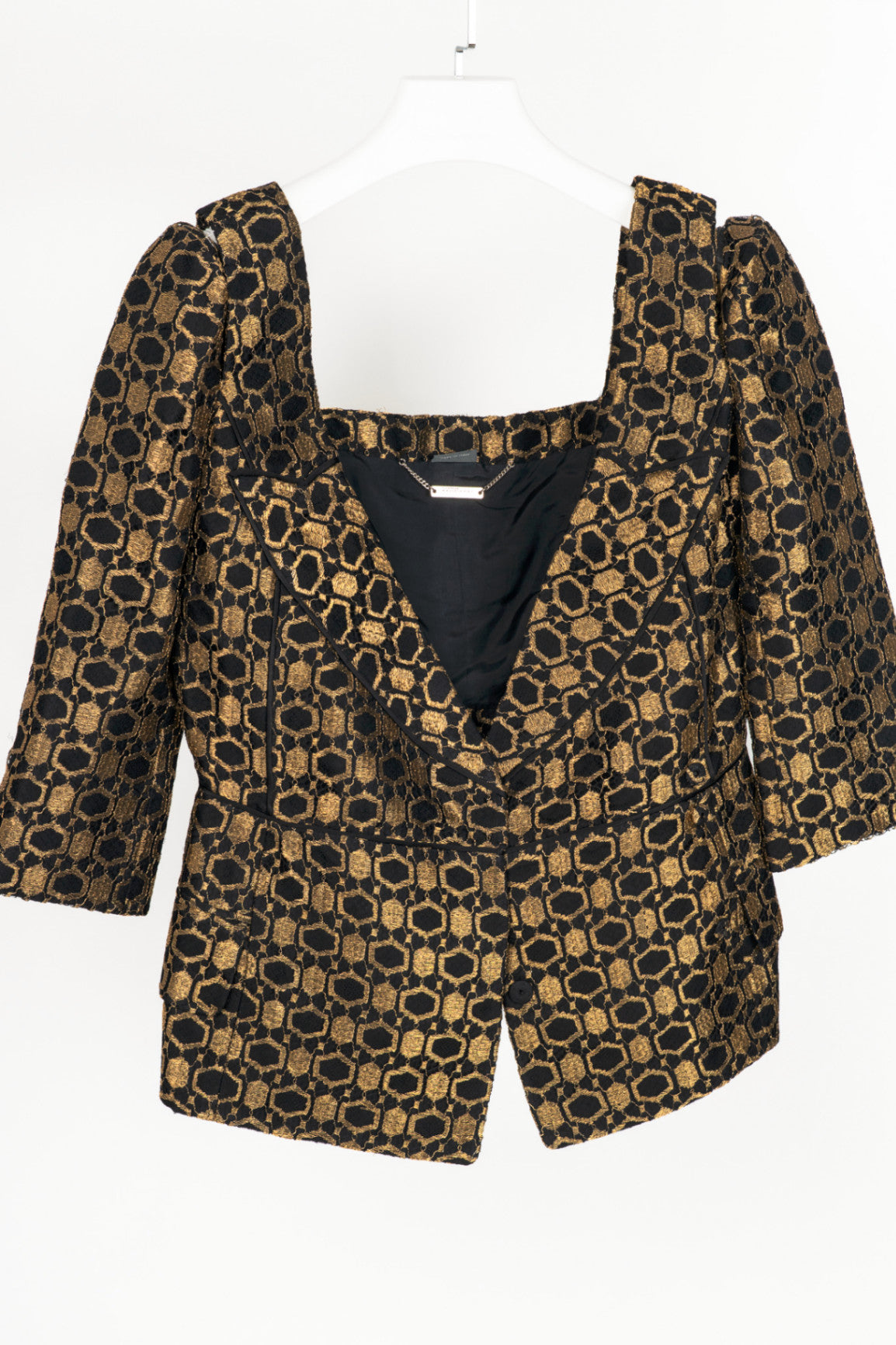 Alexander McQueen SS13 Runway Black & Gold Metallic-Lace Blazer