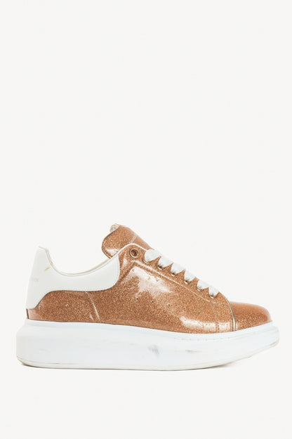Alexander McQueen Oversized "Rose Gold & White" Glace Glitter Platform Sneakers