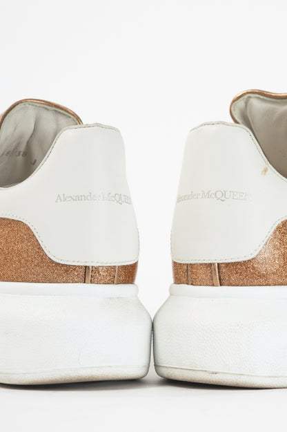 Alexander McQueen Oversized "Rose Gold & White" Glace Glitter Platform Sneakers
