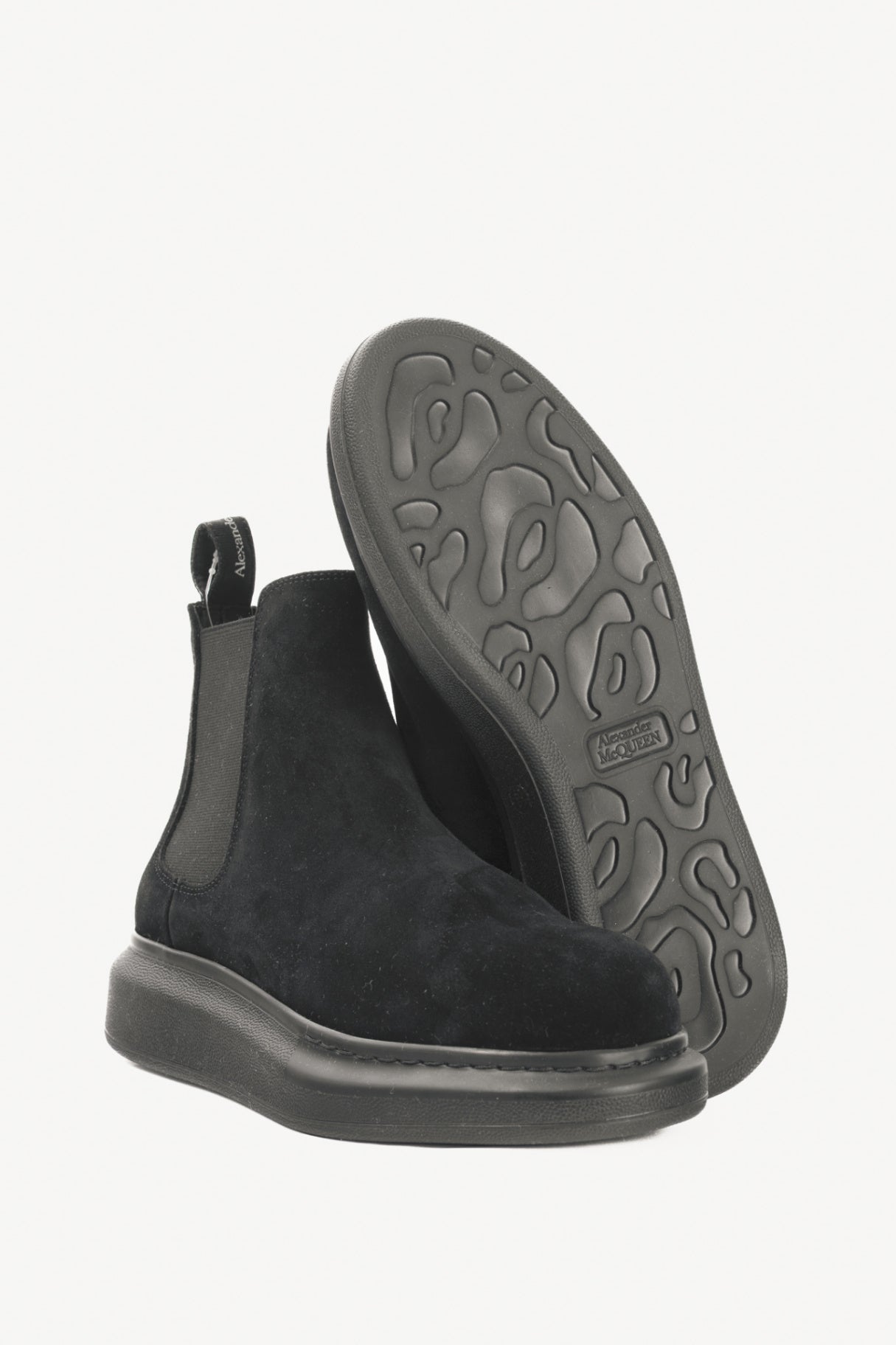 Alexander McQueen Hybrid Black Suede Chelsea Ankle Boots