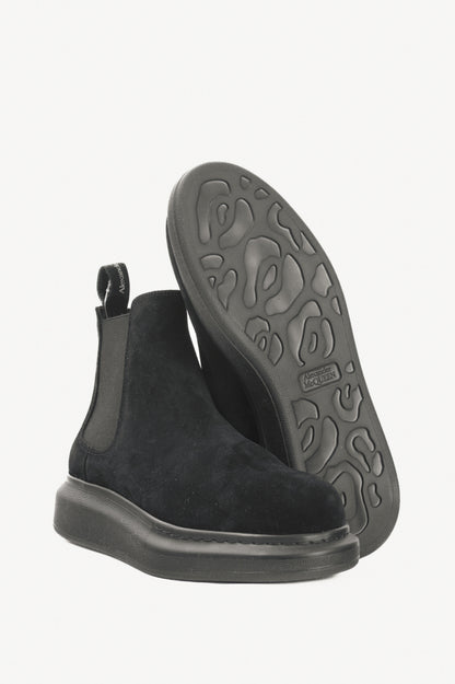 Alexander McQueen Hybrid Black Suede Chelsea Ankle Boots
