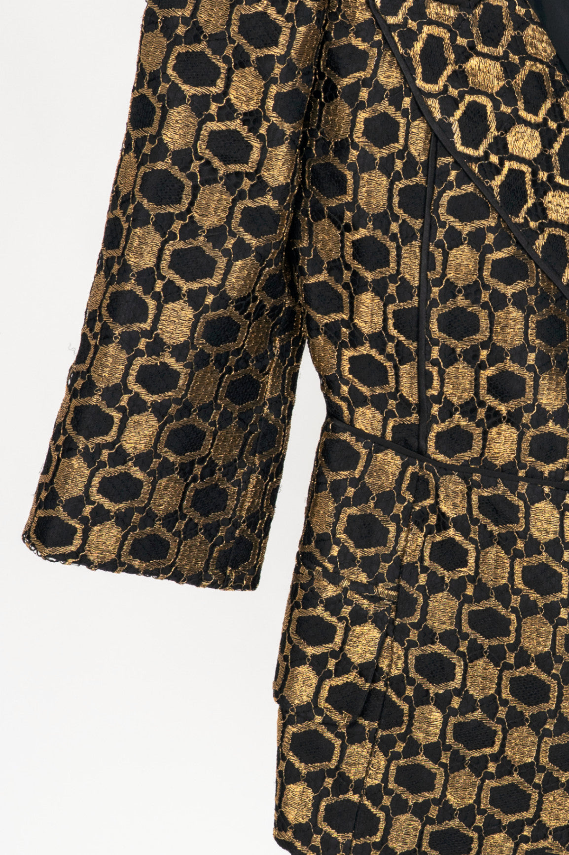 Alexander McQueen SS13 Runway Black & Gold Metallic-Lace Blazer