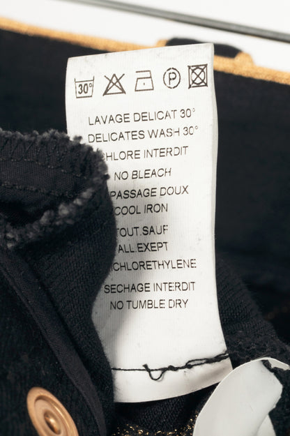 Balmain Black Embroidered Piped Riding-Style Jeans