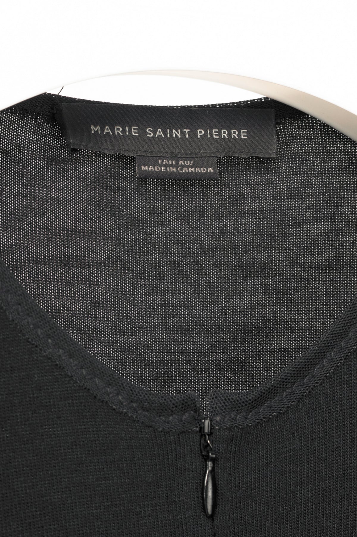 Marie Saint Pierre Black Jersey Zip-Front Mesh-Hem Tunic