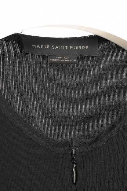 Marie Saint Pierre Black Jersey Zip-Front Mesh-Hem Tunic