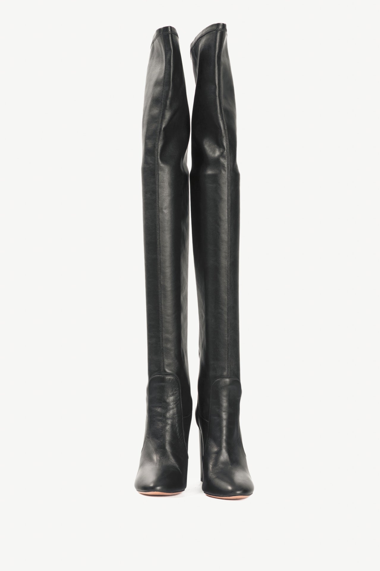 Aquazzura Thigh High 105 Black Stretch Nappa Leather Boots