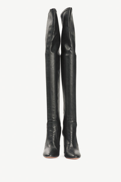Aquazzura Thigh High 105 Black Stretch Nappa Leather Boots