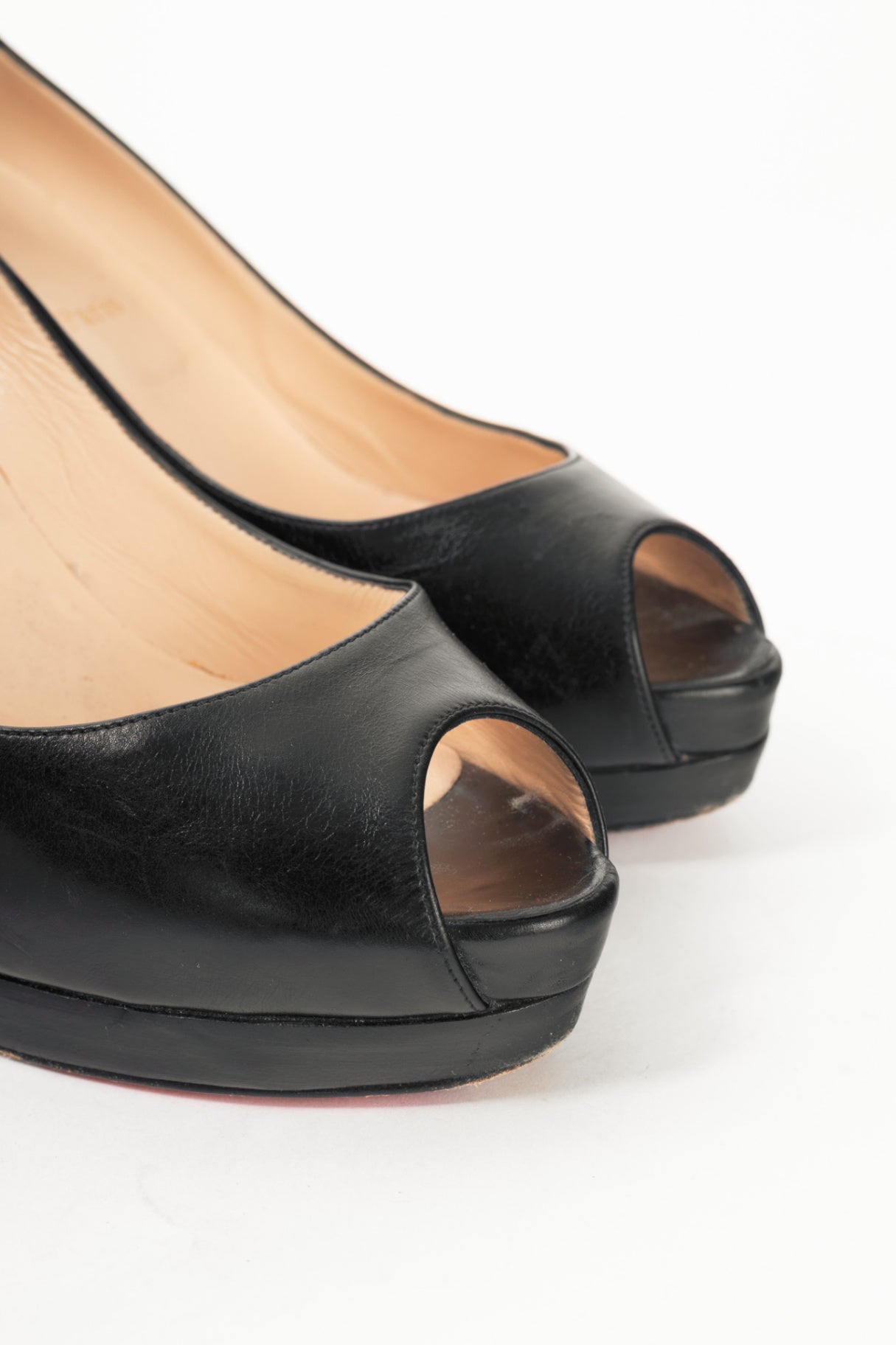 Christian Louboutin Altadama 100 Black Leather Peep-Toe Pumps