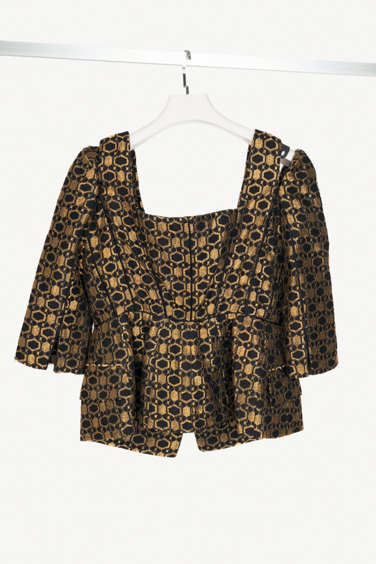 Alexander McQueen SS13 Runway Black & Gold Metallic-Lace Blazer