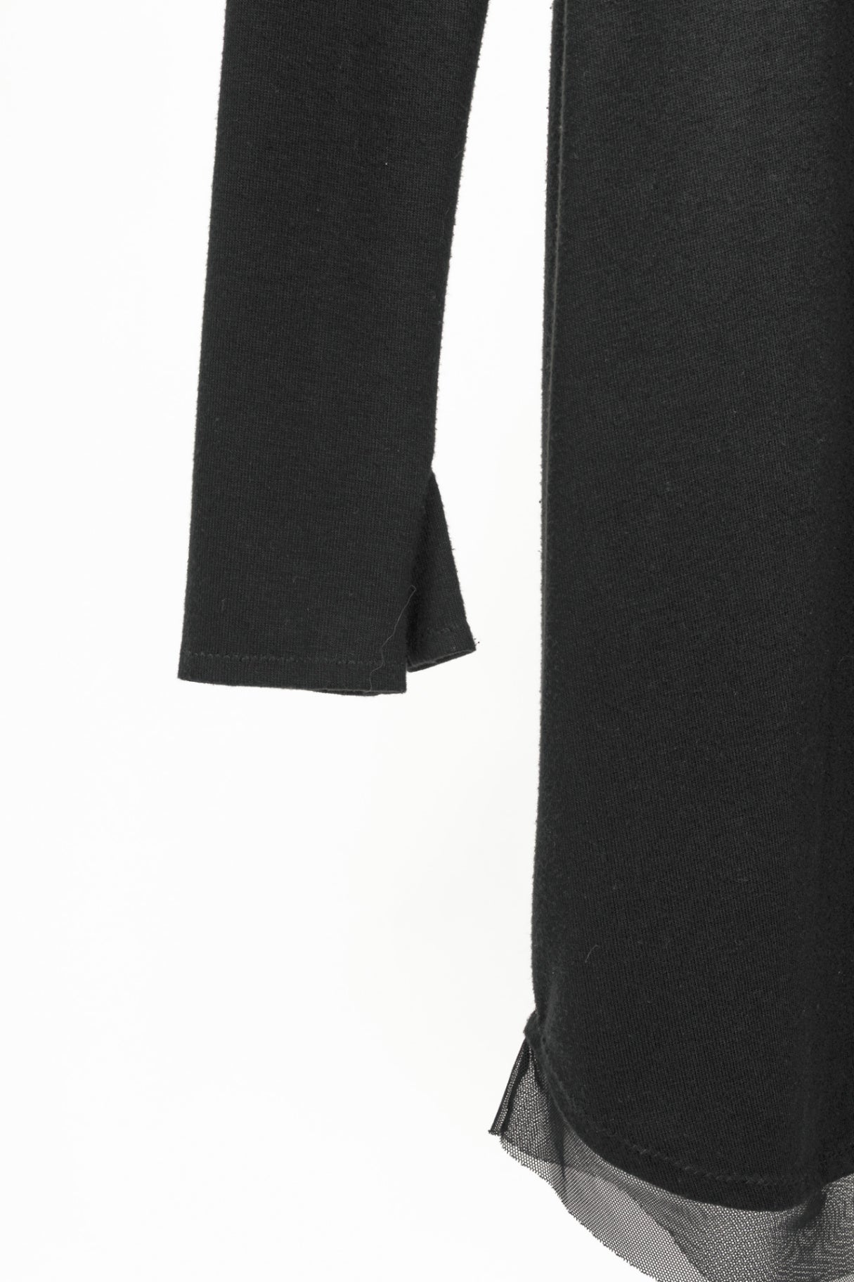 Marie Saint Pierre Black Jersey Zip-Front Mesh-Hem Tunic