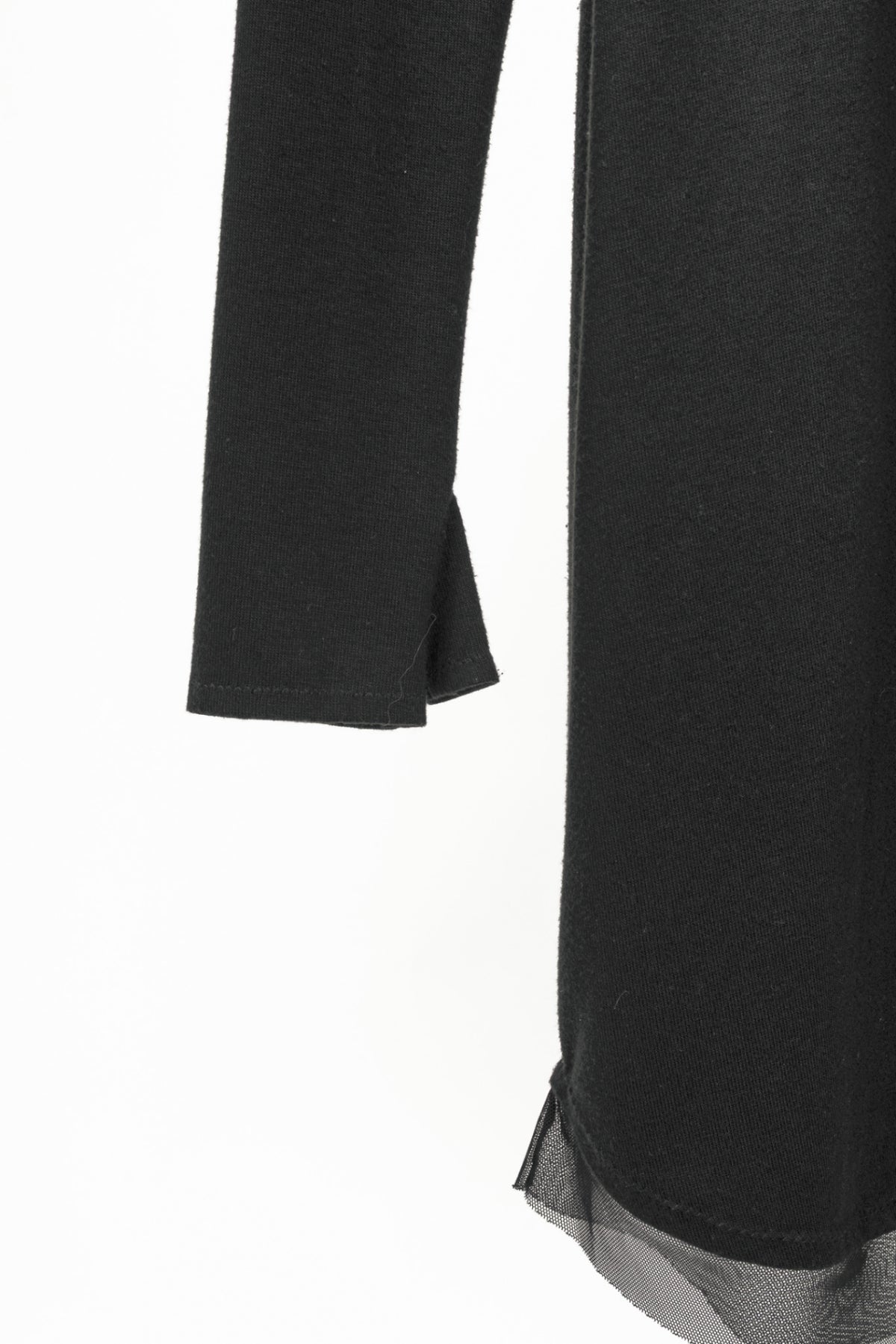 Marie Saint Pierre Black Jersey Zip-Front Mesh-Hem Tunic