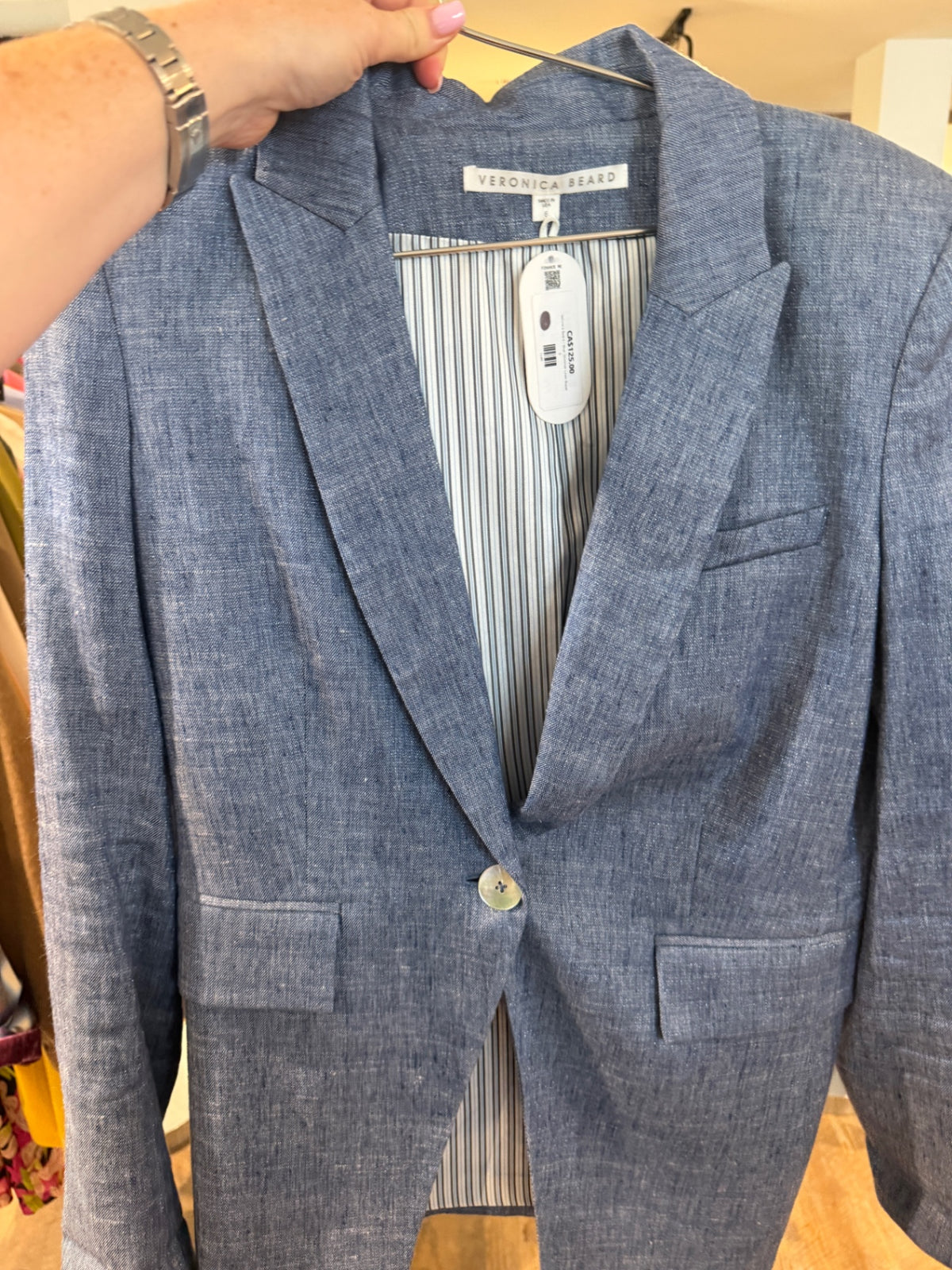 Blue Shimmer Linen Blazer